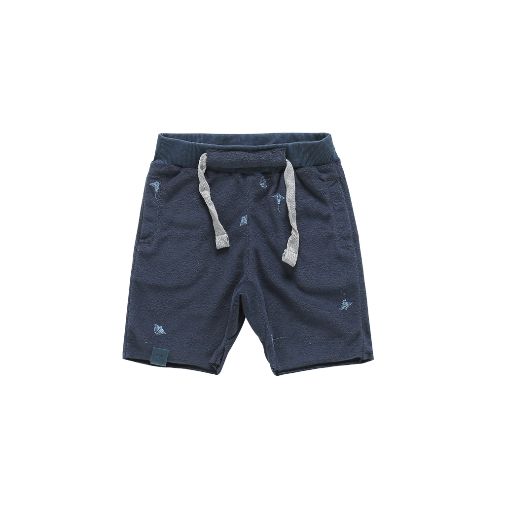 Terry Shorts with Print - Navy