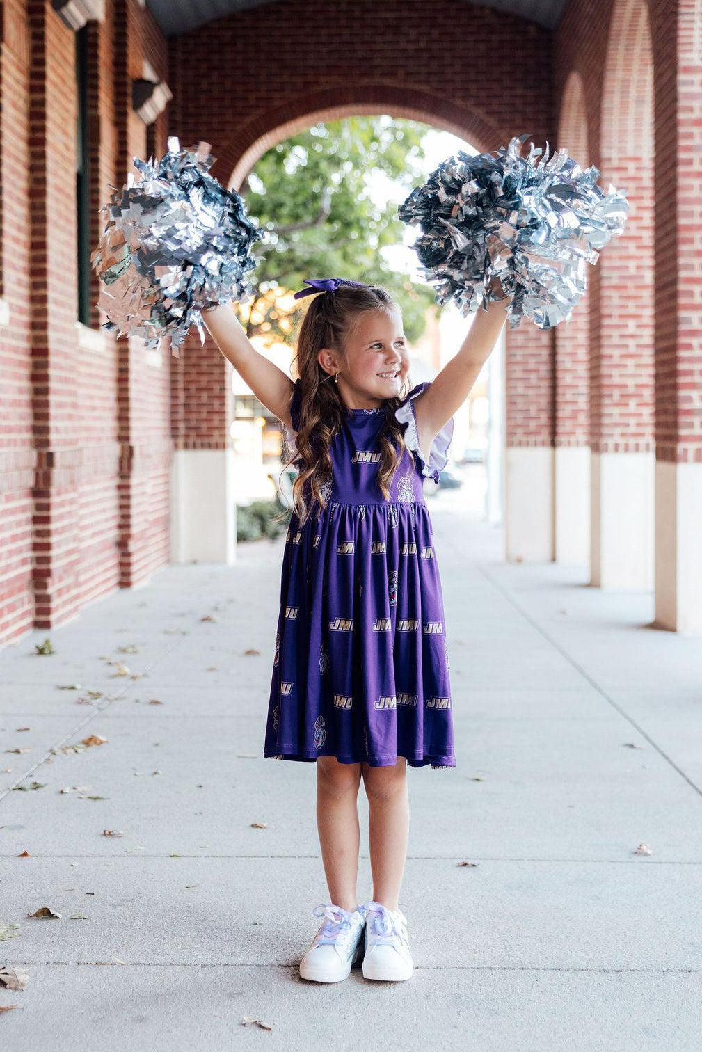 JMU Purple Duke Dog Flutter Twirl Dress