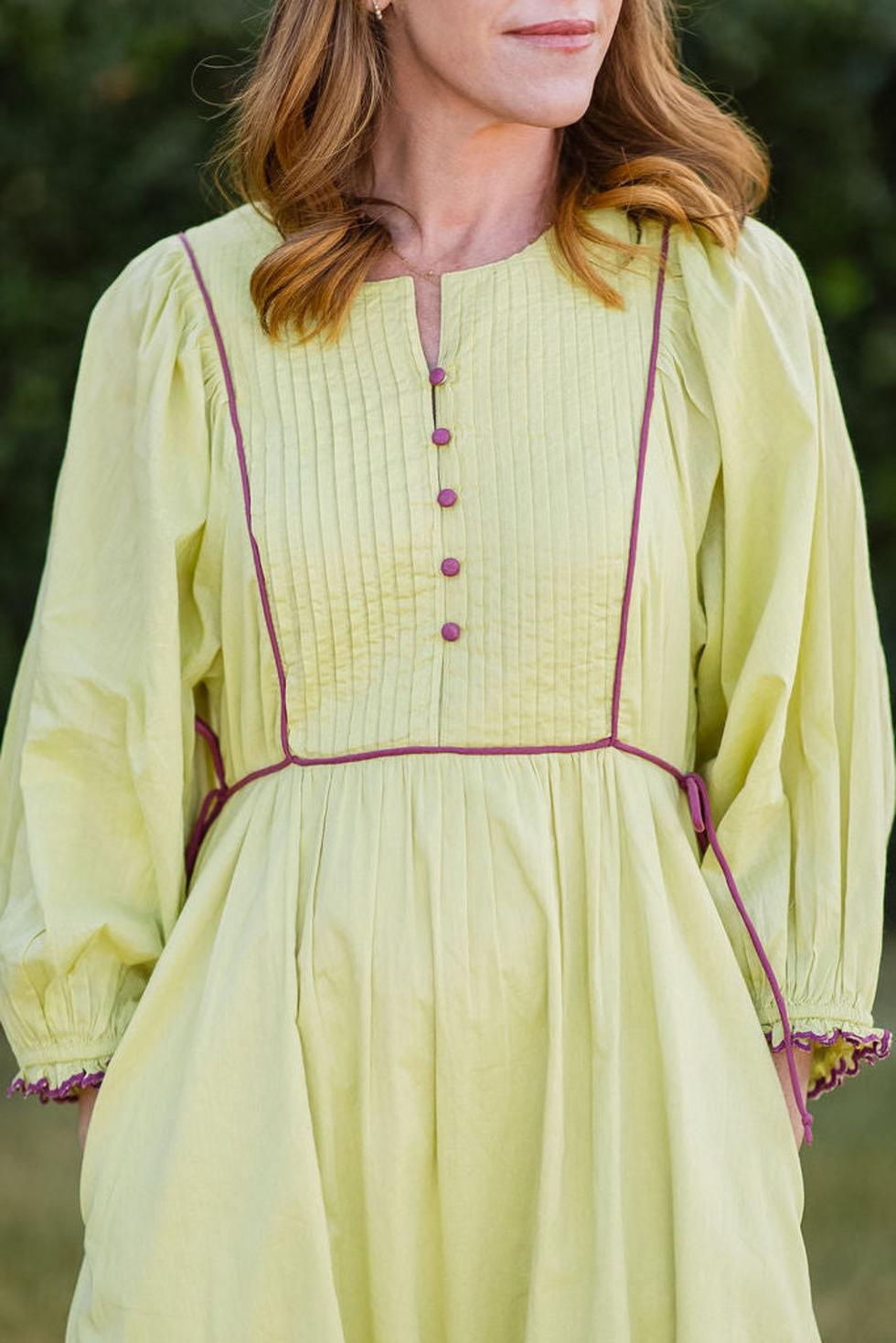 Mallie Dress in Chartreuse