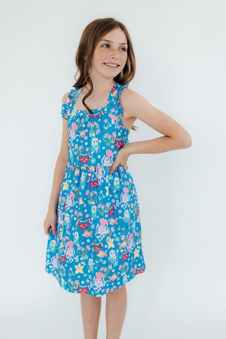 SALE Jellyfish Jamboree Ruffle Cross Back Dress