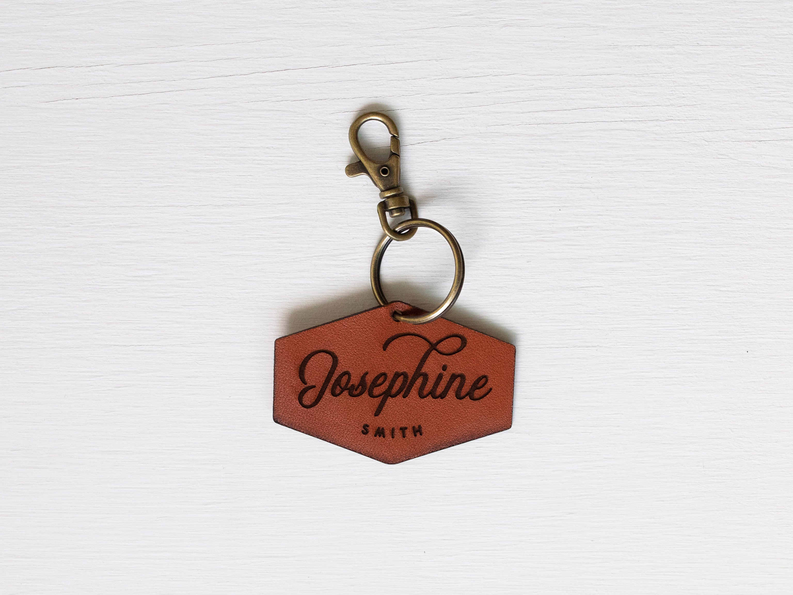 Custom Leather Tag Keychain • Modern Badge Tag