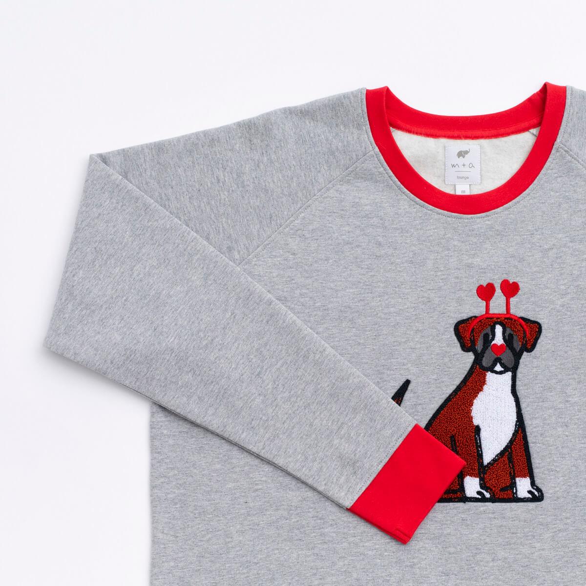 Adult Embroidered Crewneck Sweatshirt - Valentine's Day Dogs