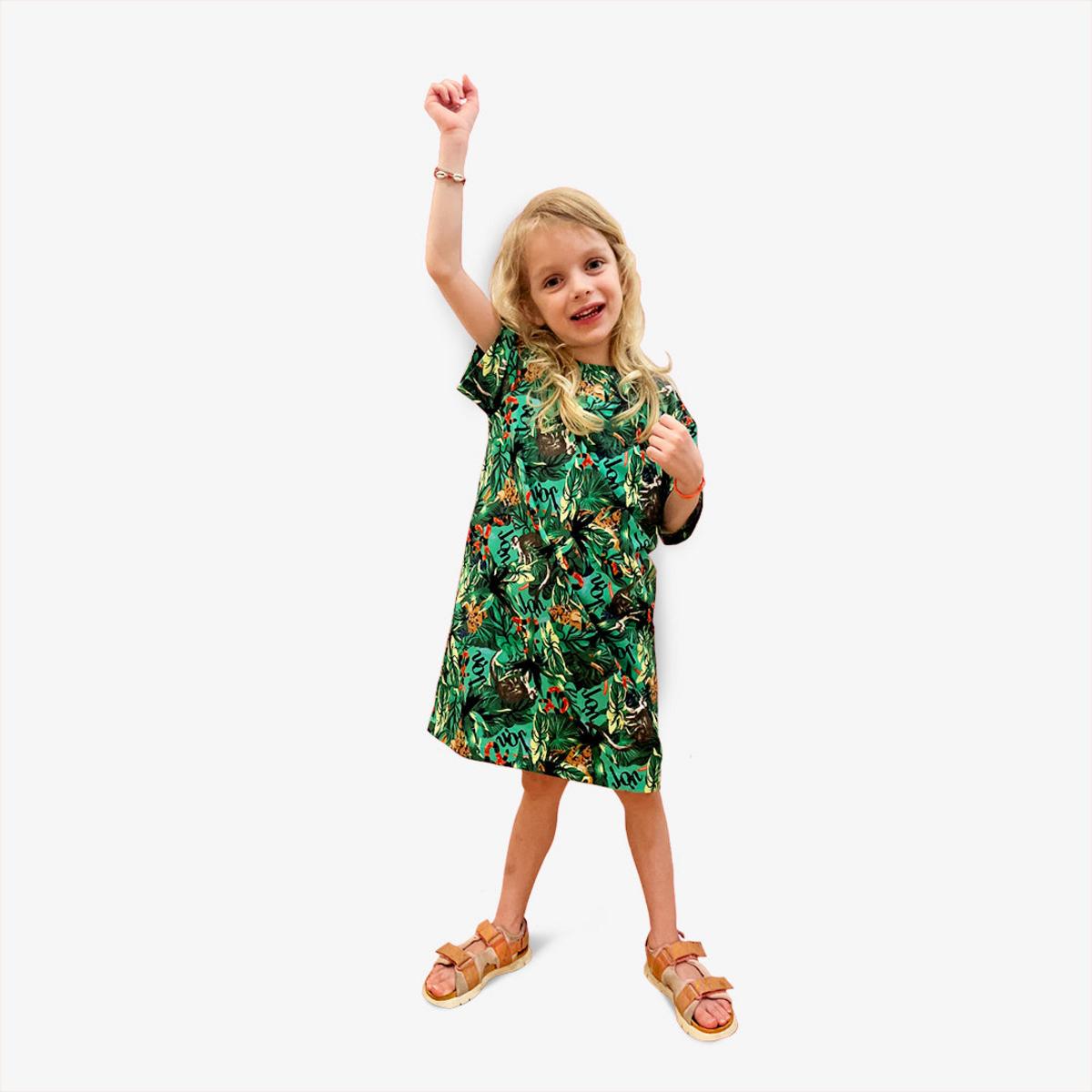 "Amazonia" printed dress in children's jersey