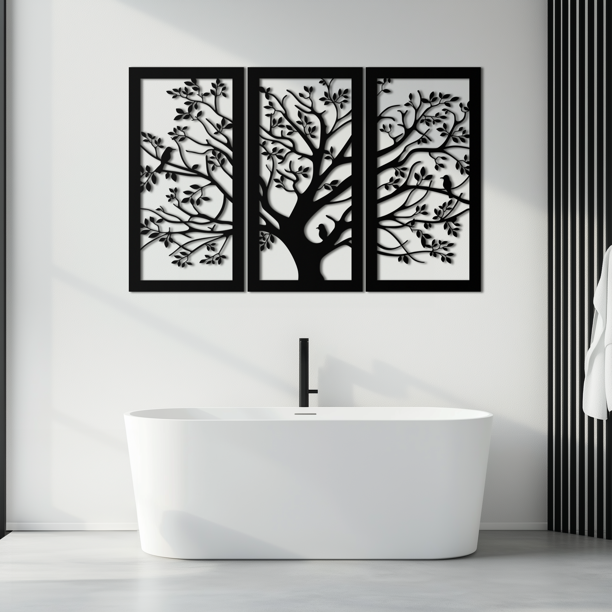 Tree of Life Metal Wall Art - 3-Piece Nature-Inspired Steel Decor - KAF093