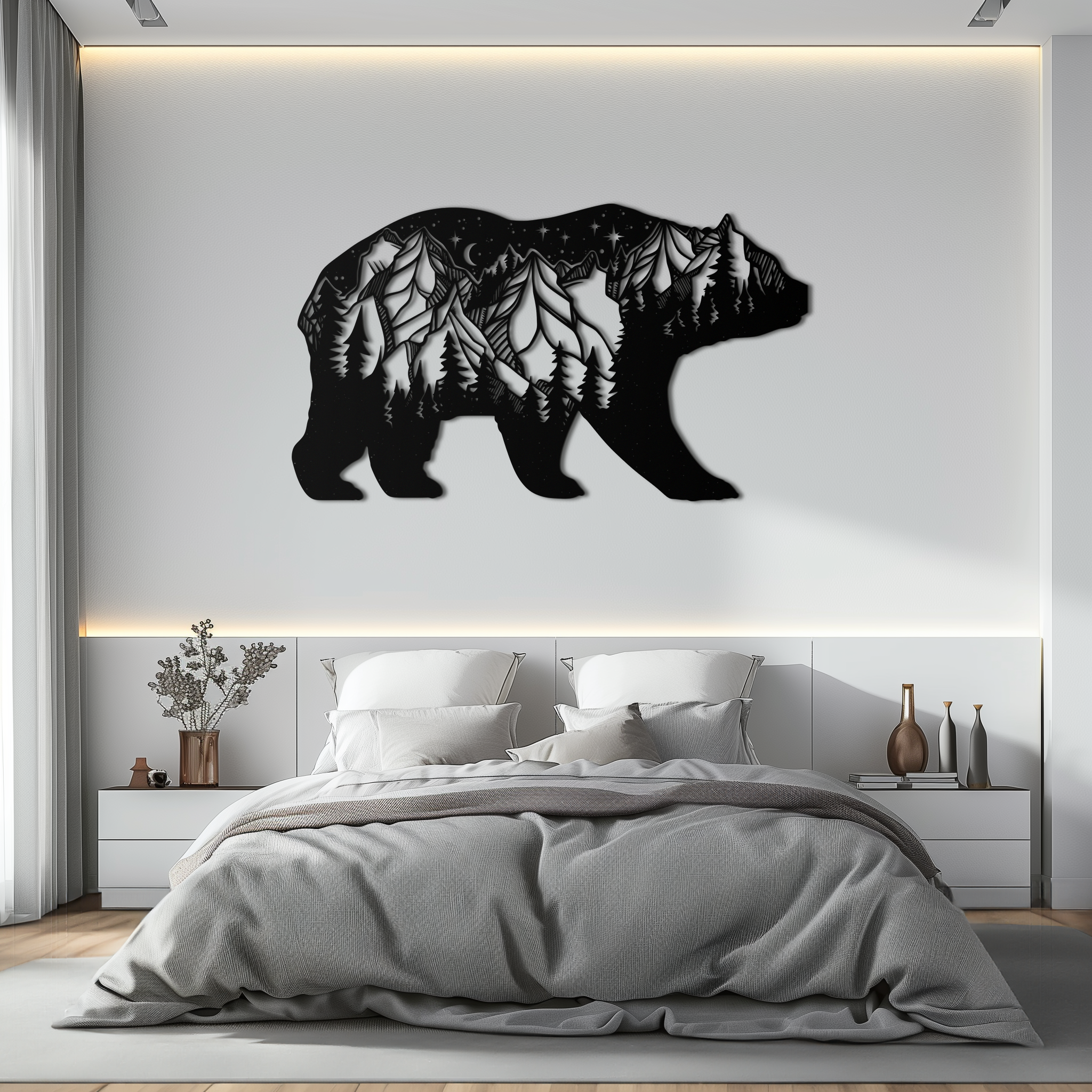 Mountain Bear Metal Wall Art - Nature-Inspired Wildlife Decor - KAF094