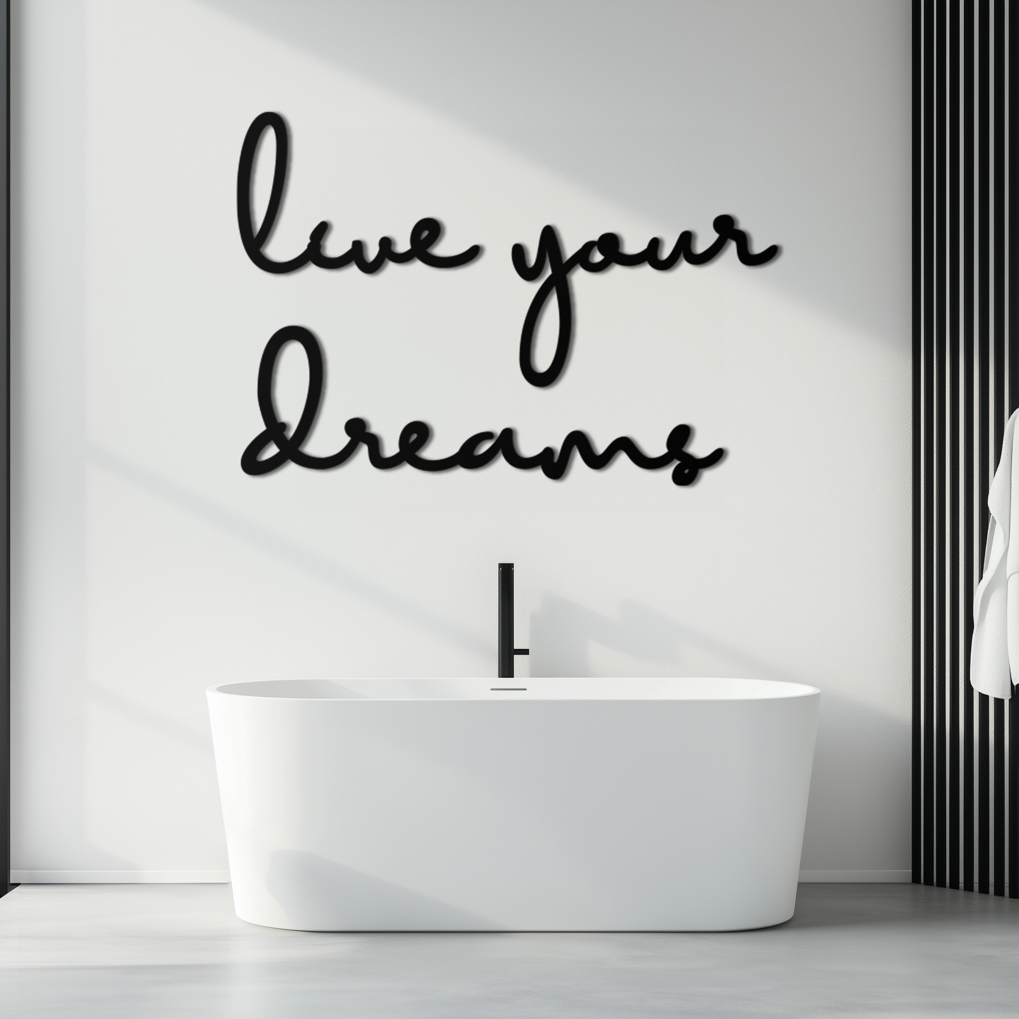 Live Your Dreams Metal Wall Art - Inspirational Script Wall Decor - KAF096