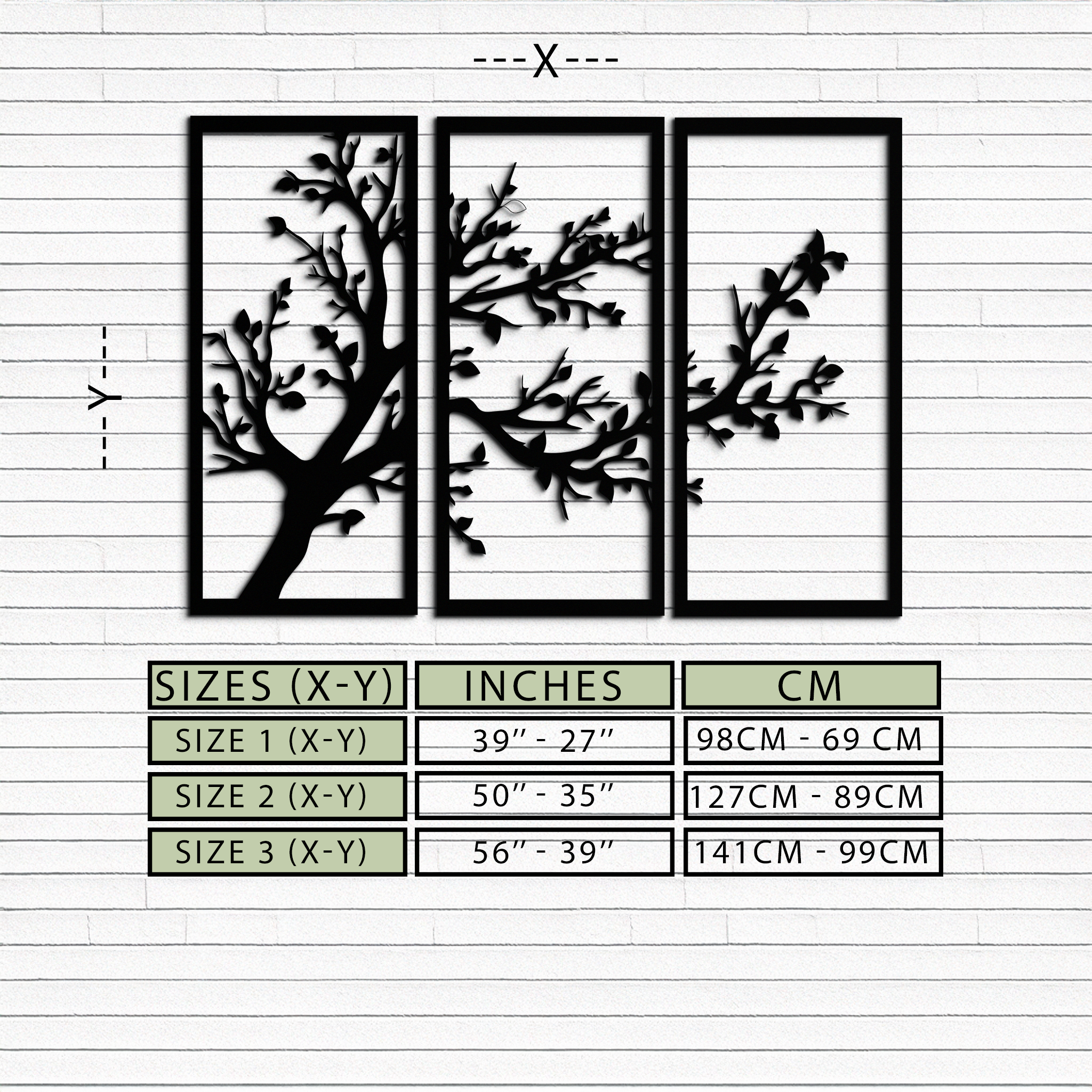 Branch Trio Metal Wall Art - 3-Piece Modern Steel Wall Decor - KAF132