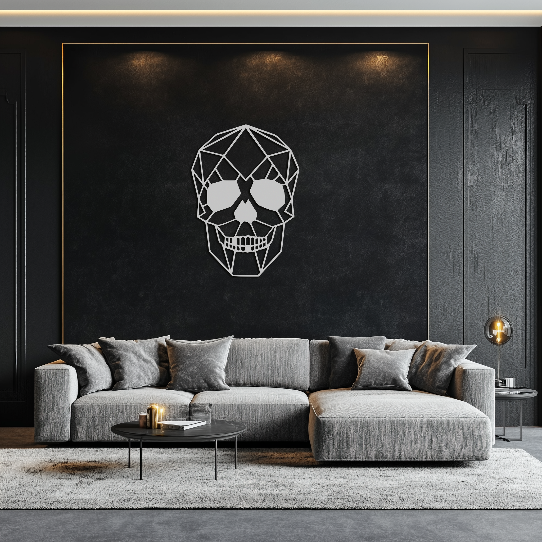 Geometric Skull Metal Wall Art - Modern Skull-Inspired Steel Decor - KAF134