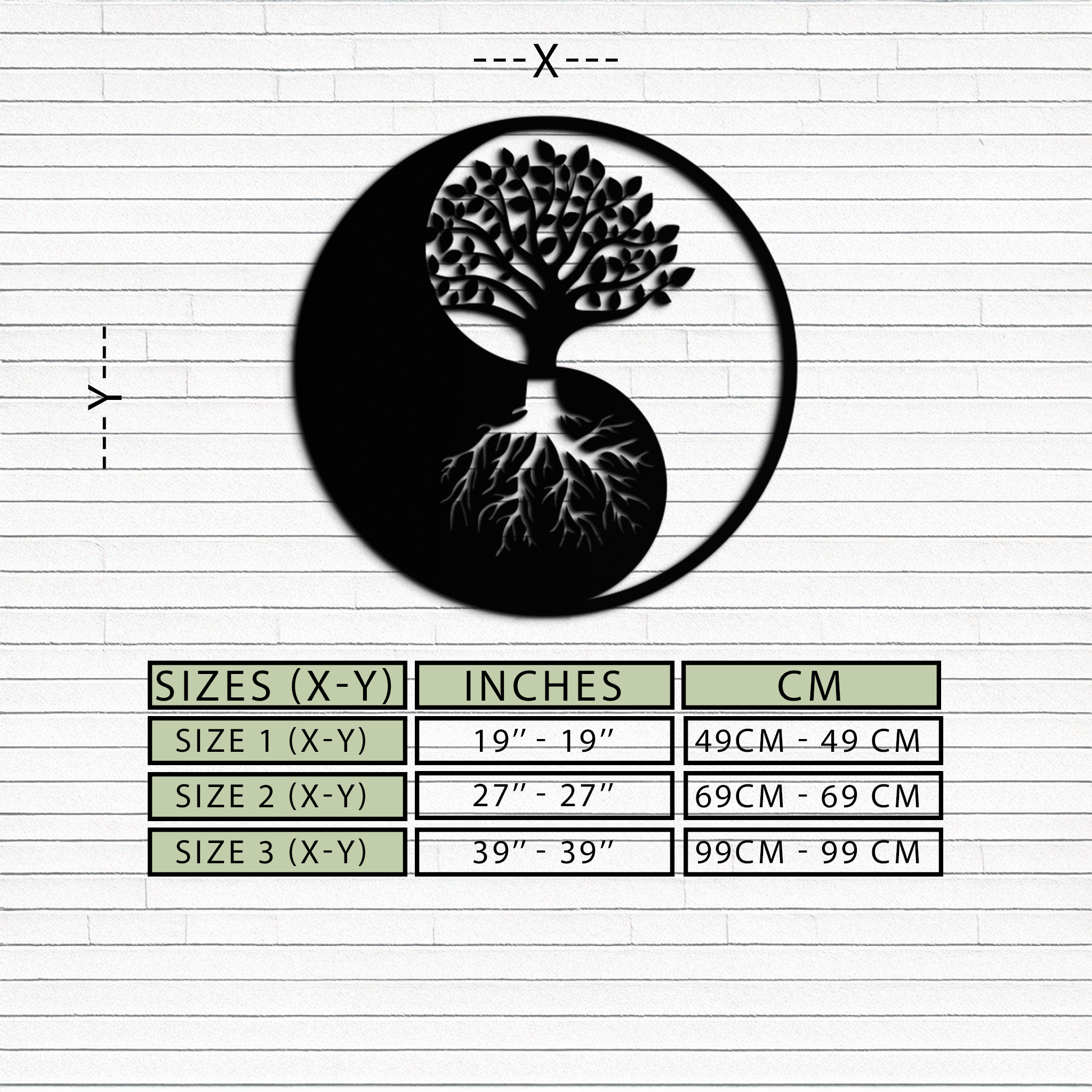 Yin-Yang Tree of Life Metal Wall Art - Harmonious Nature-Inspired Decor - KAF147