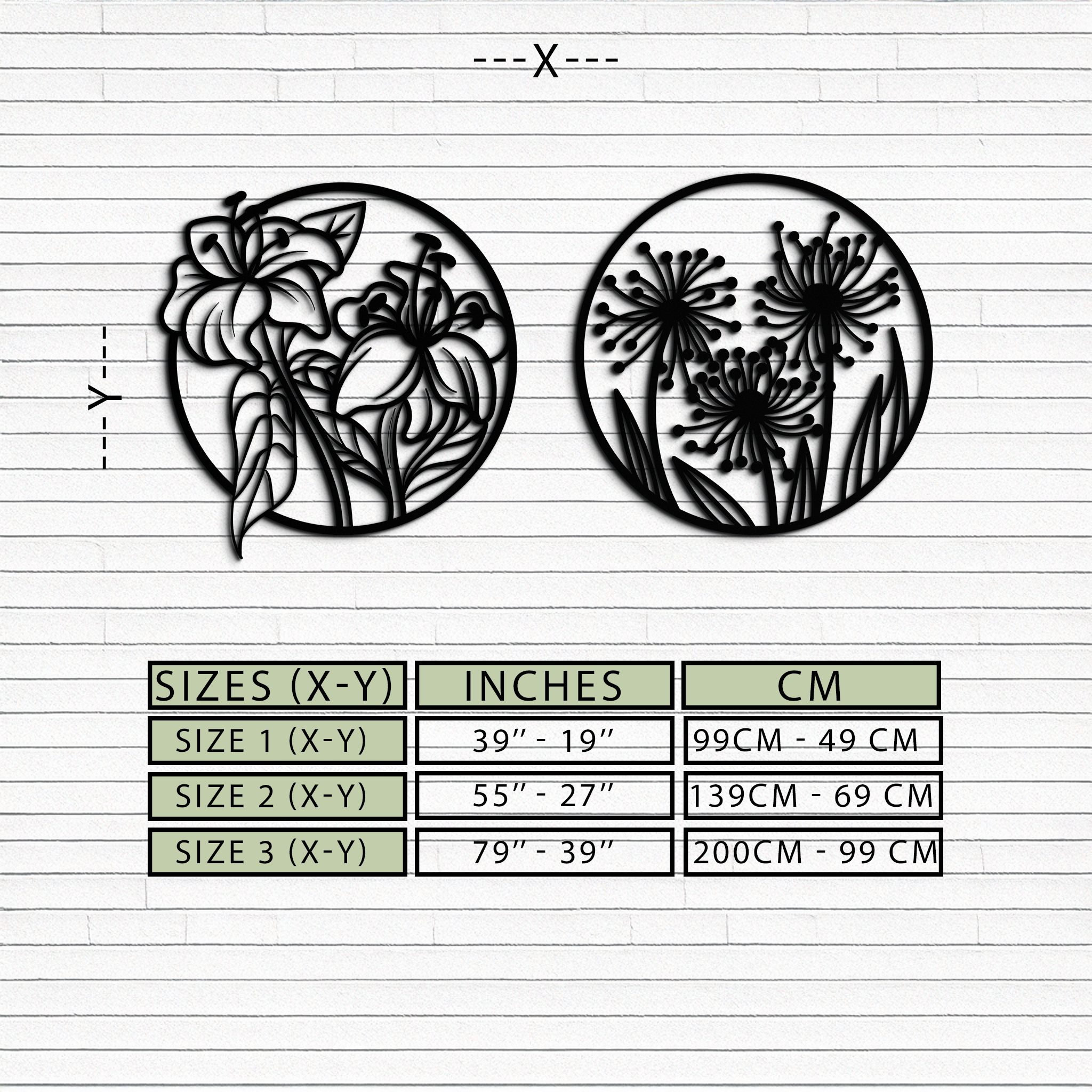 Floral Harmony Metal Wall Art – Elegant Botanical Steel Decor - KAF152