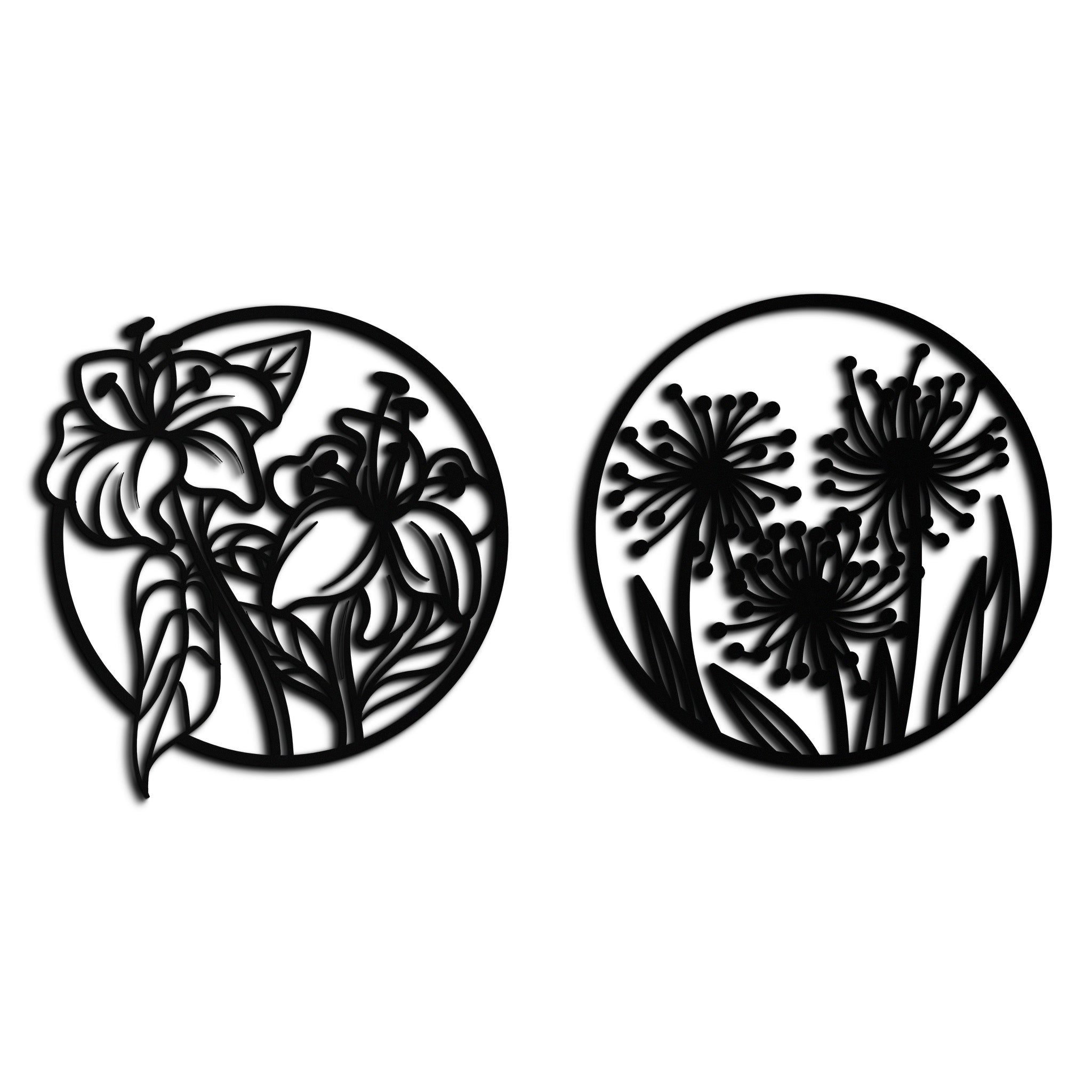 Floral Harmony Metal Wall Art – Elegant Botanical Steel Decor - KAF152