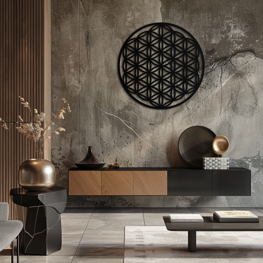 Sacred Geometry Metal Wall Art - Flower of Life Design - KAF158