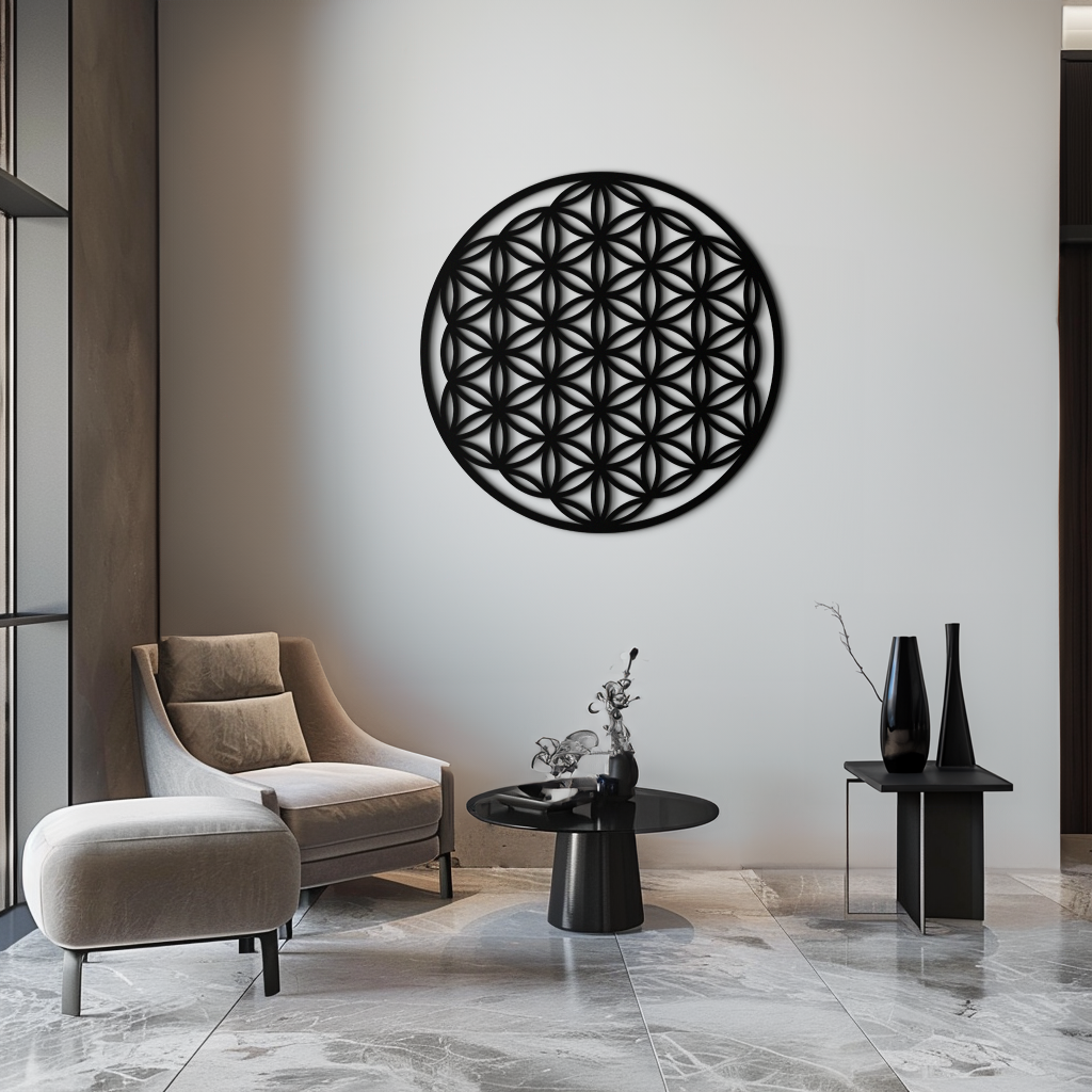 Sacred Geometry Metal Wall Art - Flower of Life Design - KAF158