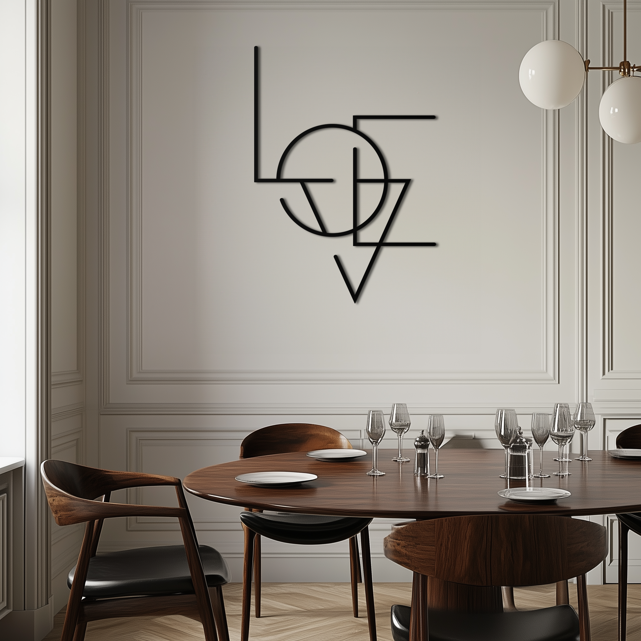 Geometric LOVE Metal Wall Art - Modern Minimalist Wall Decor- KAF162