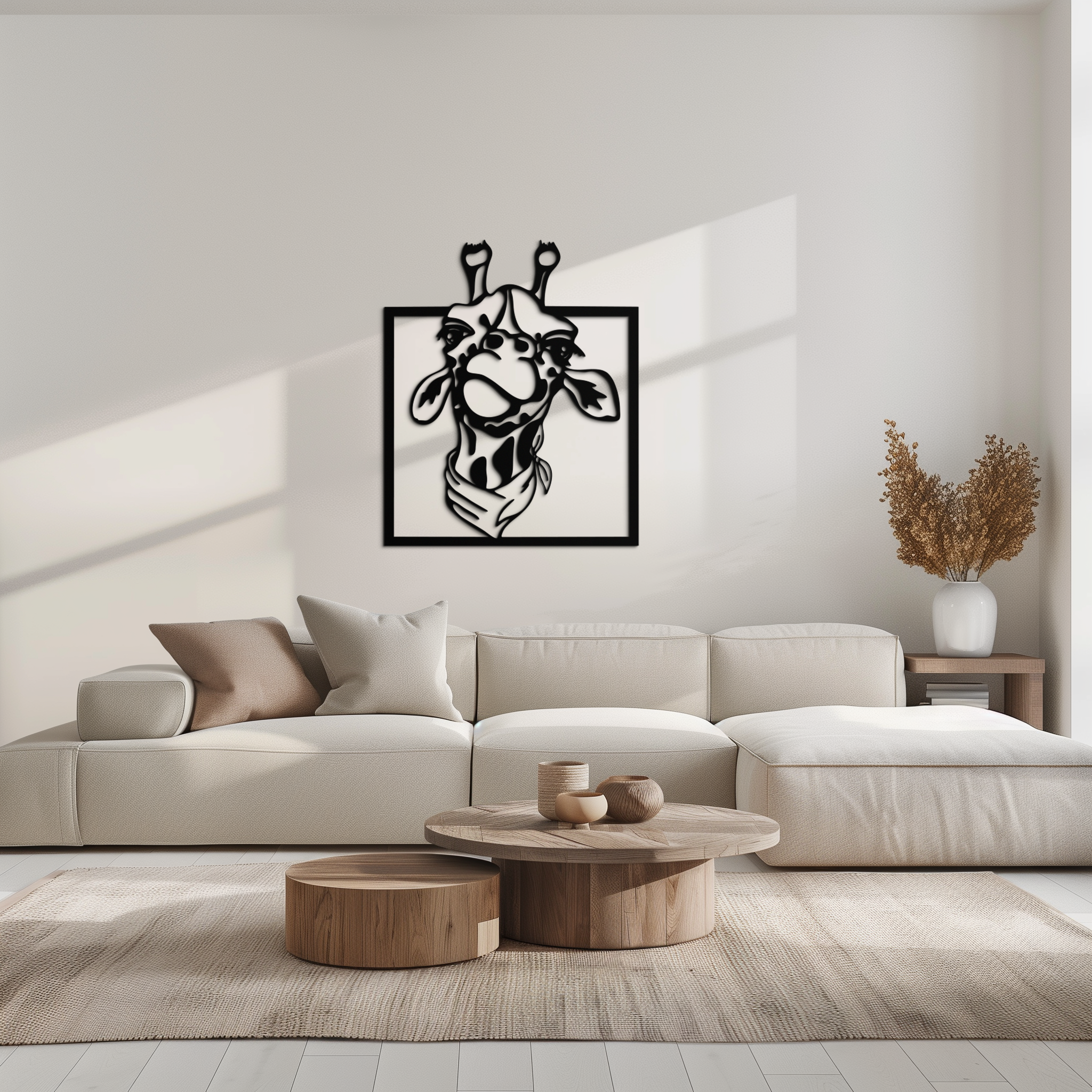 Giraffe Metal Wall Art - Playful Safari Animal Decor- KAF165