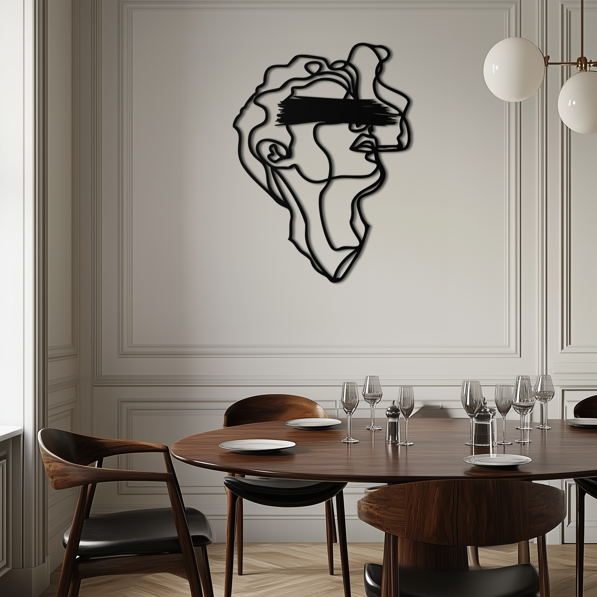 Blindfolded Men Metal Wall Art - Abstract Minimalist Line Art Decor- KAF170