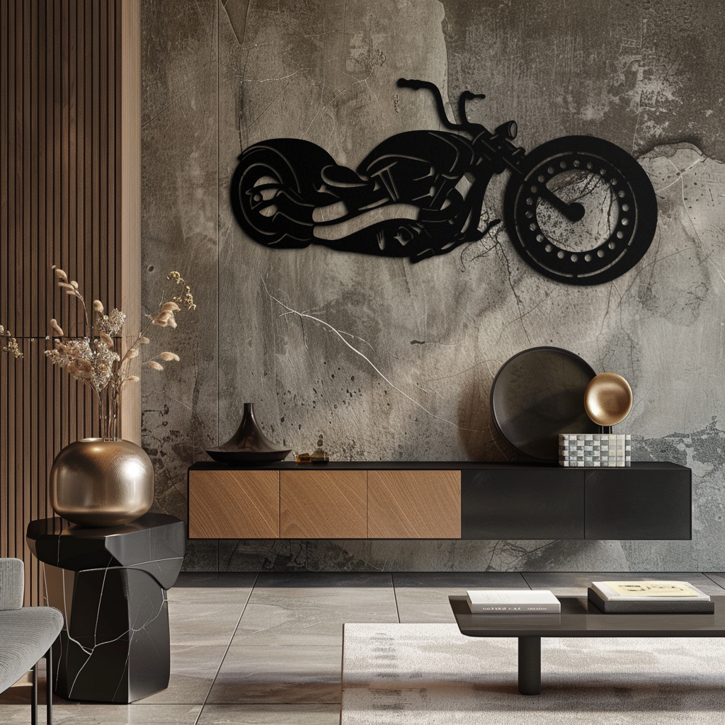Motorcycle Metal Wall Art - Biker Decor for Garage & Man Cave- KAF172