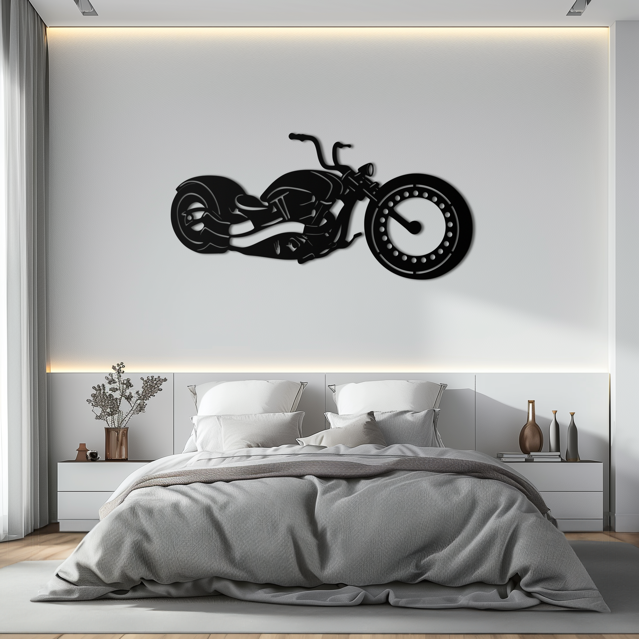 Motorcycle Metal Wall Art - Biker Decor for Garage & Man Cave- KAF172