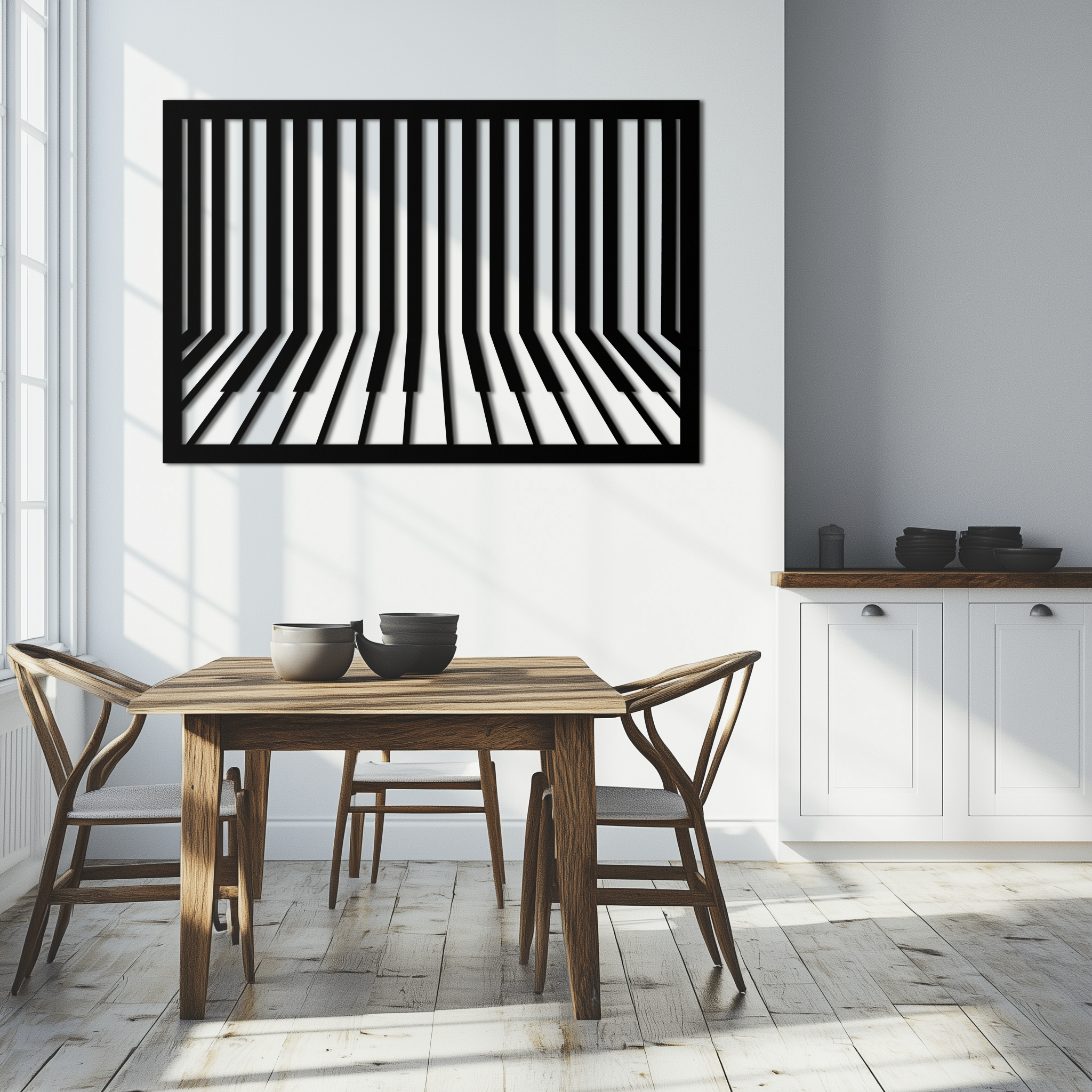 Geometric Piano Keys Metal Wall Art - Modern Music Decor- KAF189