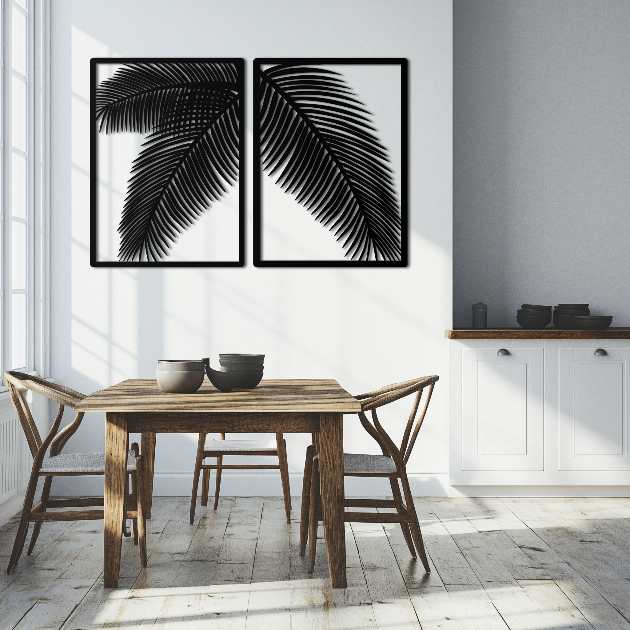 Palm Leaf Metal Wall Art – Tropical Minimalist Decor - KAF212
