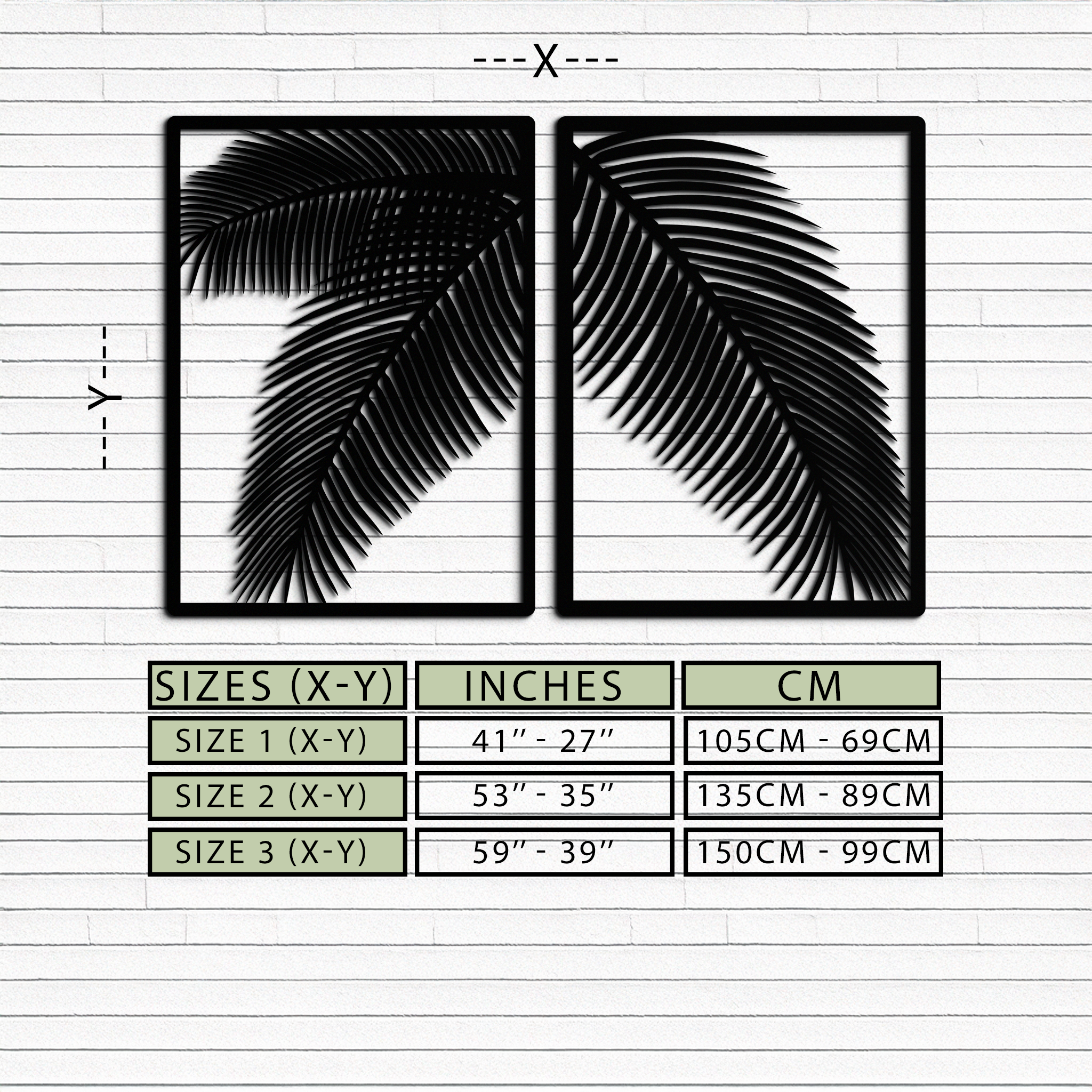 Palm Leaf Metal Wall Art – Tropical Minimalist Decor - KAF212