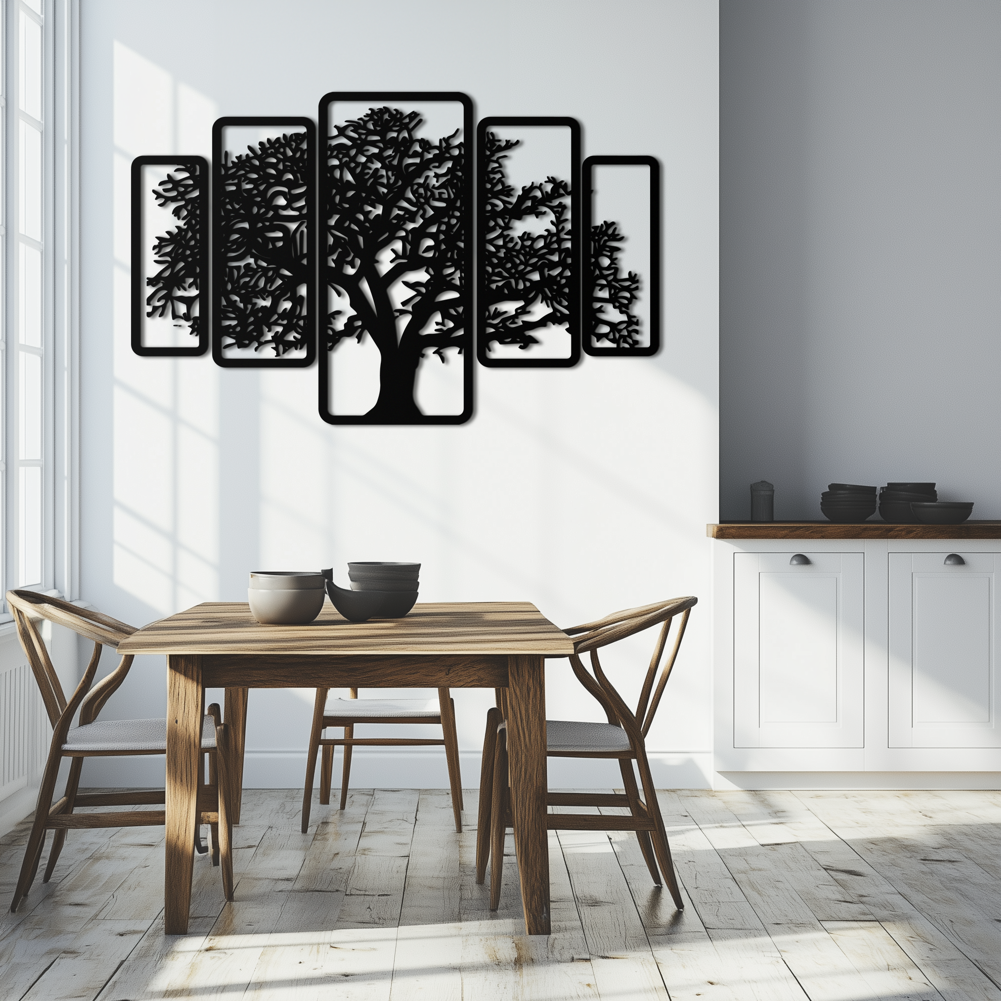 Multi-Panel Tree Metal Wall Art – Nature-Inspired Decor - KAF213