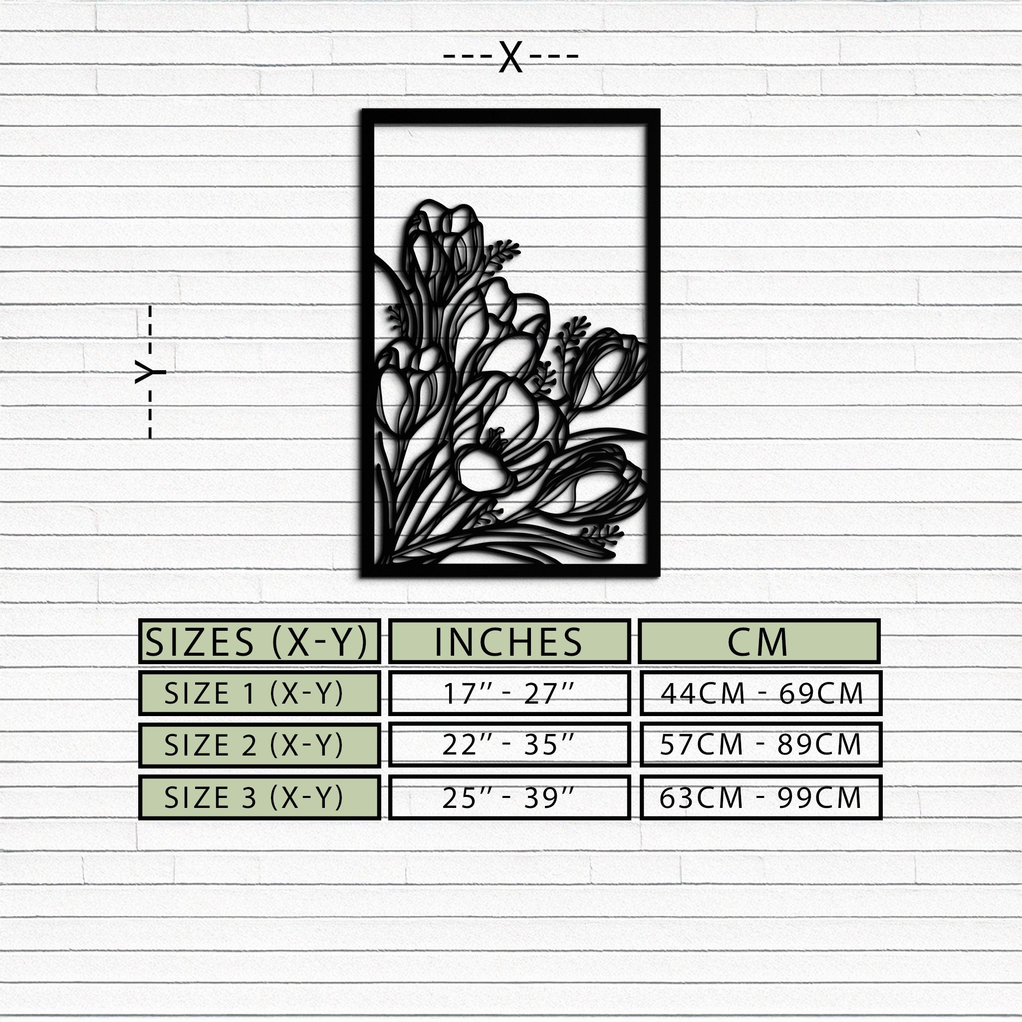 Floral Metal Wall Art – Elegant Botanical Home Decor - KAF219