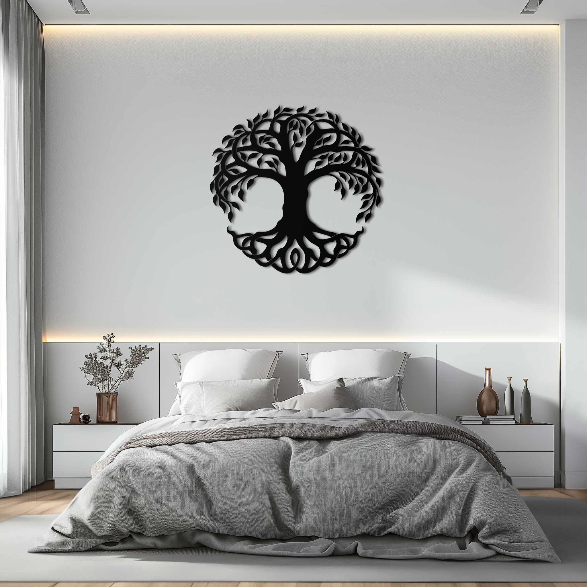 Tree of Life Metal Wall Art – Round Nature-Inspired Decor - KAF220