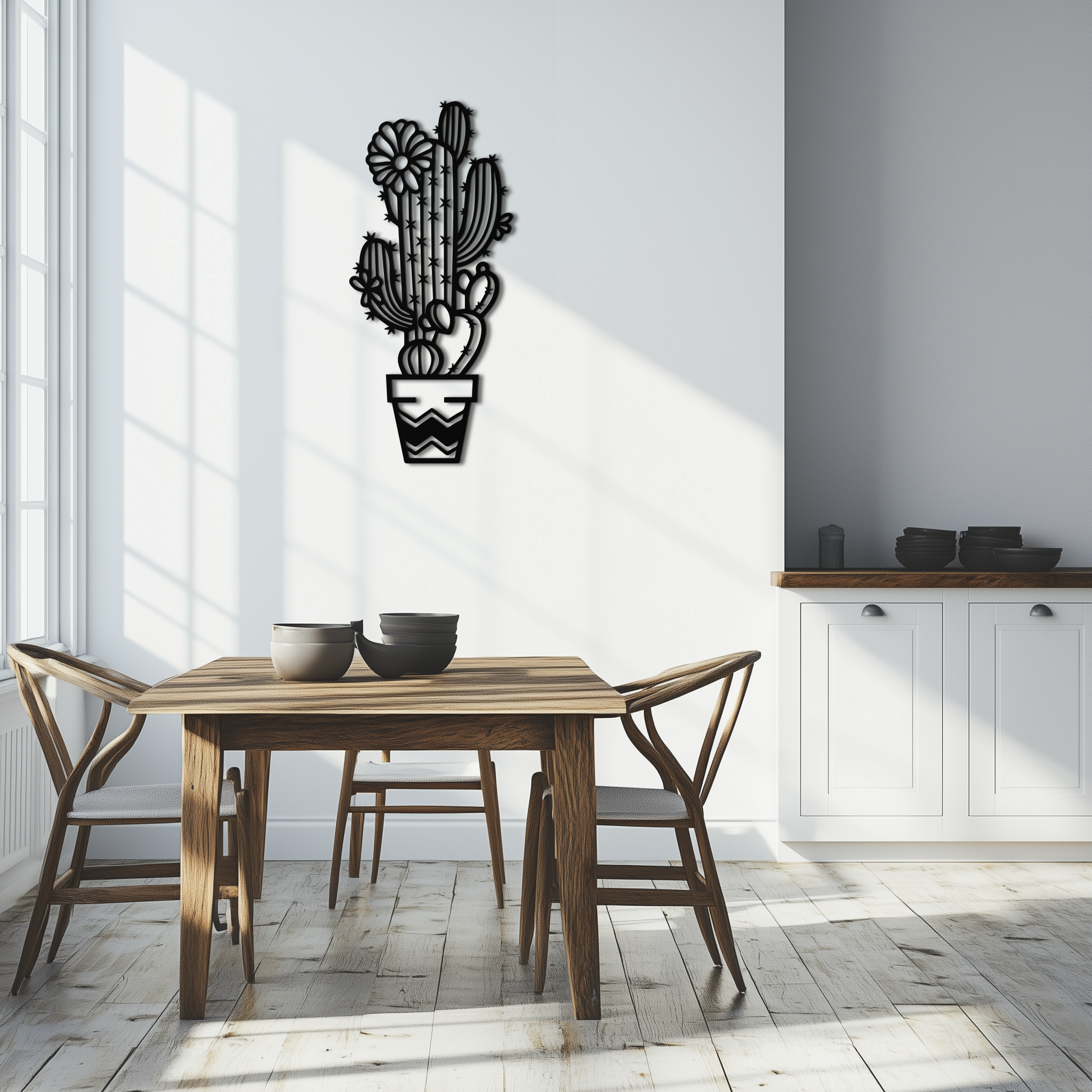 Cactus Metal Wall Art - Modern Geometric Desert Decor - KAF224