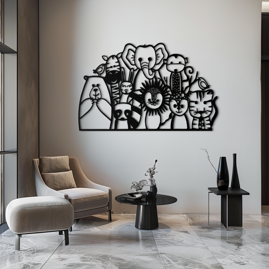 Cute Animal Metal Wall Art – Jungle & Safari Theme - KAF269