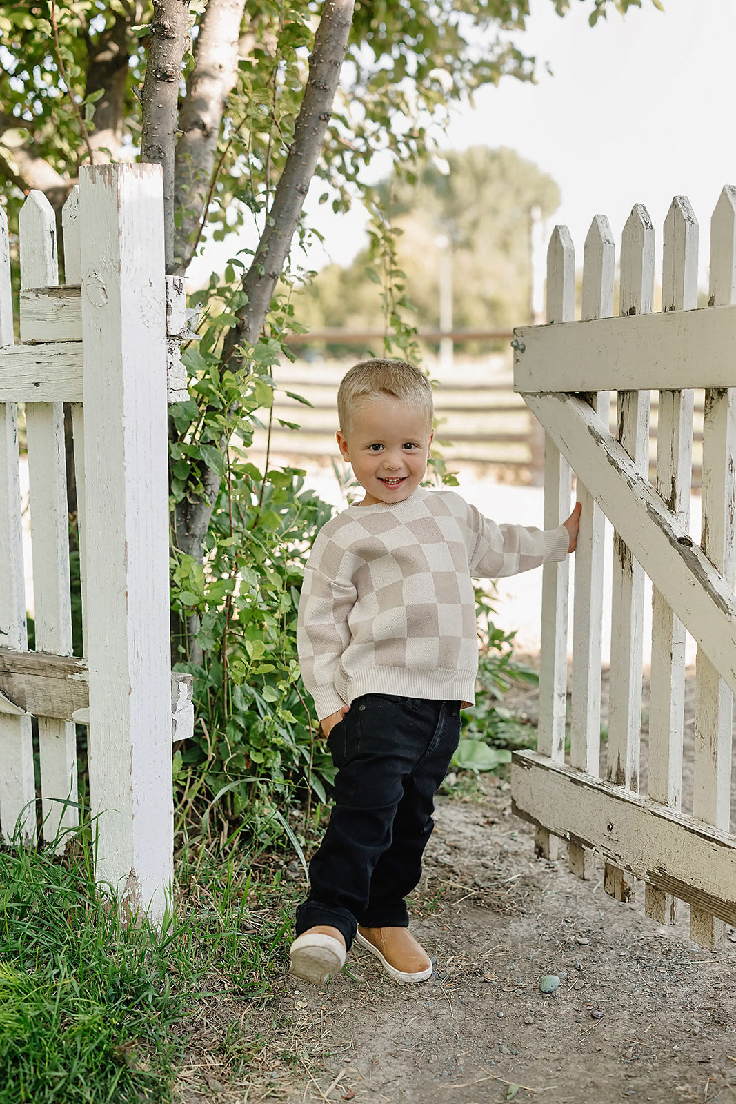 Checkered Knit Sweater Mebie Baby