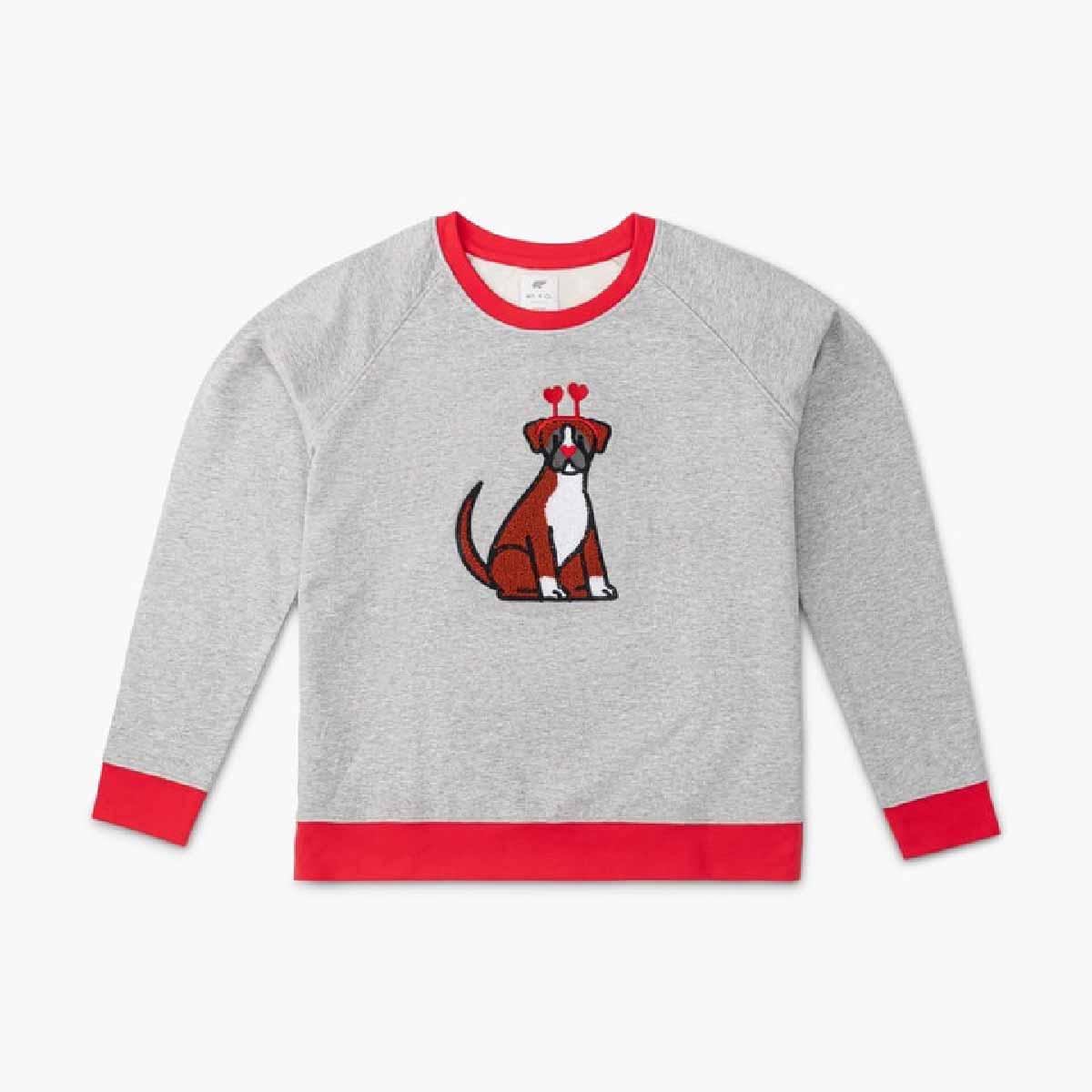 Adult Embroidered Crewneck Sweatshirt - Valentine's Day Dogs