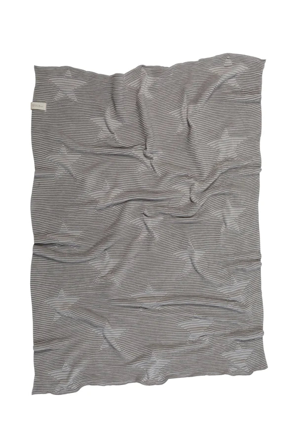 KNITTED BABY BLANKET HIPPY STARS-PEARL GREY Little Wonder & Co