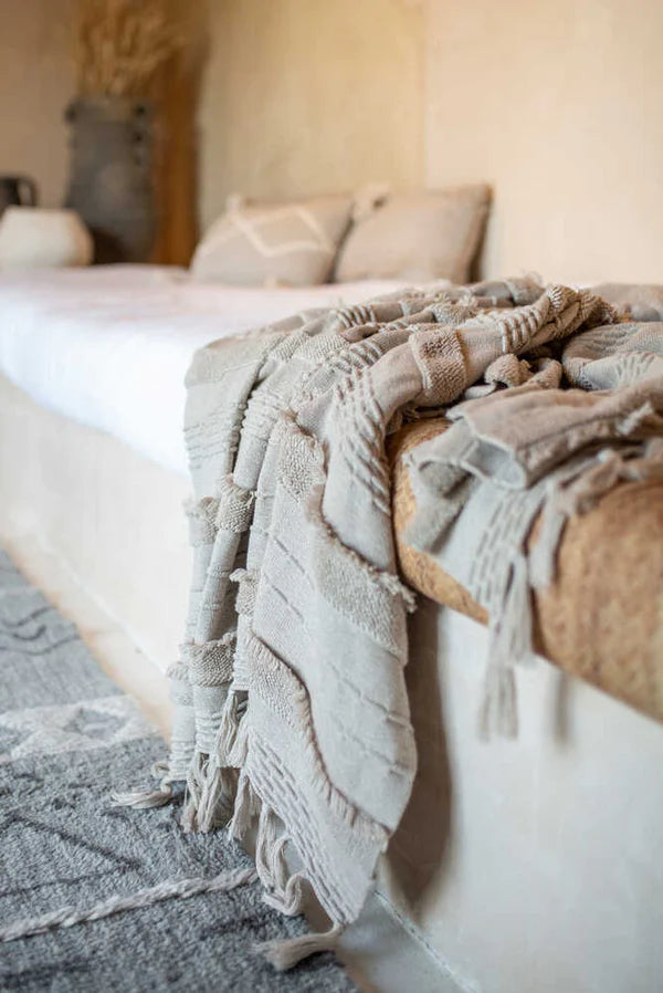KNITTED BLANKET AIR DUNE WHITE Little Wonder & Co