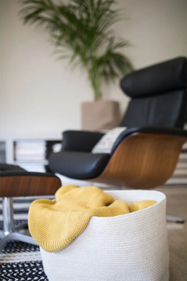 KNITTED BLANKET HONEYBEE MUSTARD - GREY Little Wonder & Co