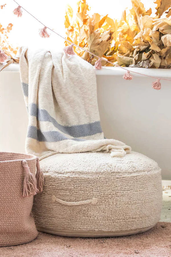 KNITTED BLANKET STRIPES NATURAL - GREY Little Wonder & Co