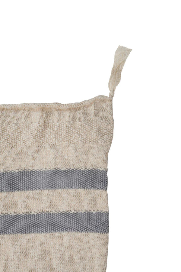 KNITTED BLANKET STRIPES NATURAL - GREY Little Wonder & Co