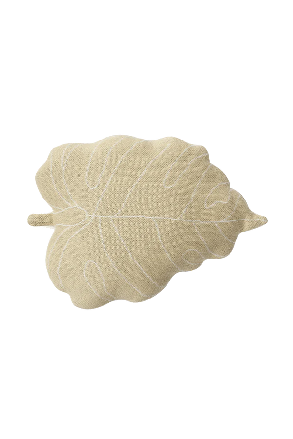 KNITTED CUSHION BABY LEAF OLIVE Little Wonder & Co