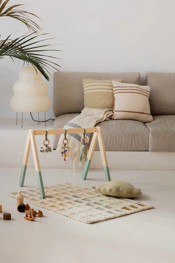 KNITTED CUSHION BABY LEAF OLIVE Little Wonder & Co