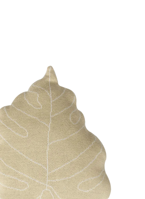 KNITTED CUSHION BABY LEAF OLIVE Little Wonder & Co