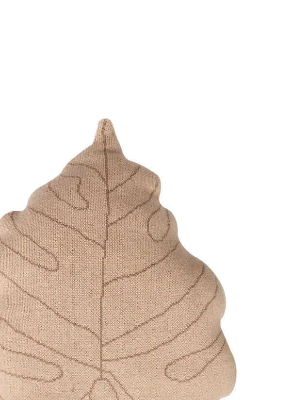 KNITTED CUSHION BABY LEAF ROSE BEIGE Little Wonder & Co