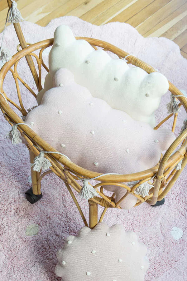 KNITTED CUSHION BISCUIT PINK Little Wonder & Co