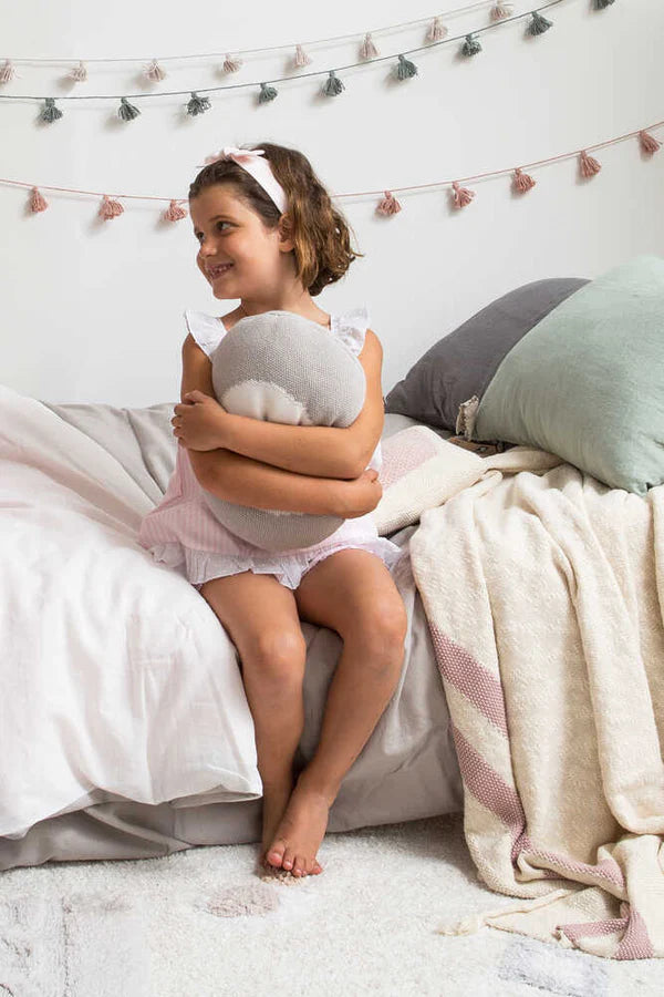 KNITTED CUSHION BONBON GREY-WHITE Little Wonder & Co