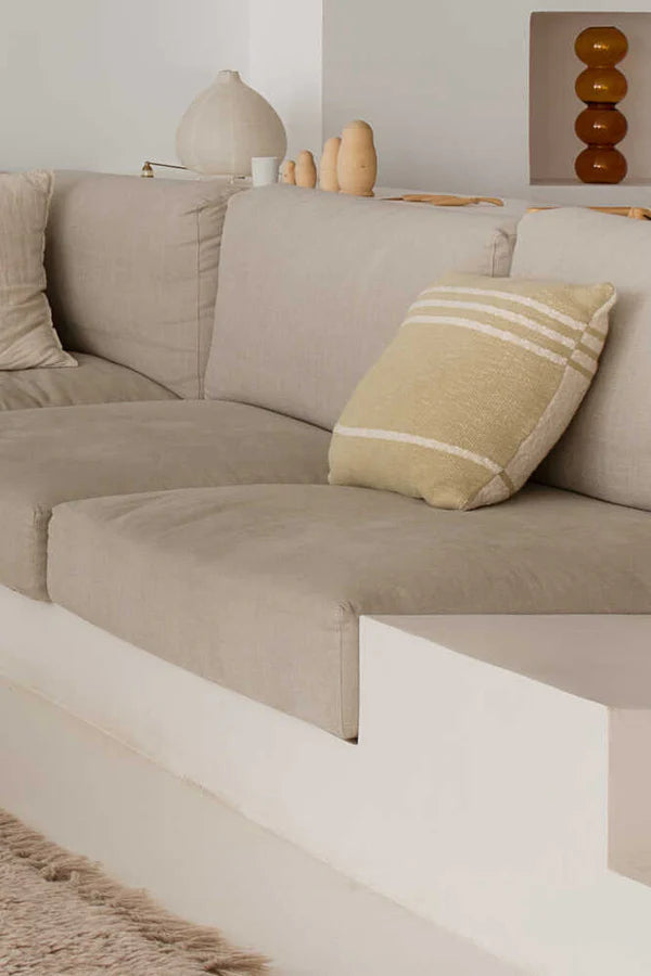 KNITTED CUSHION DUETTO OLIVE - NATURAL Little Wonder & Co