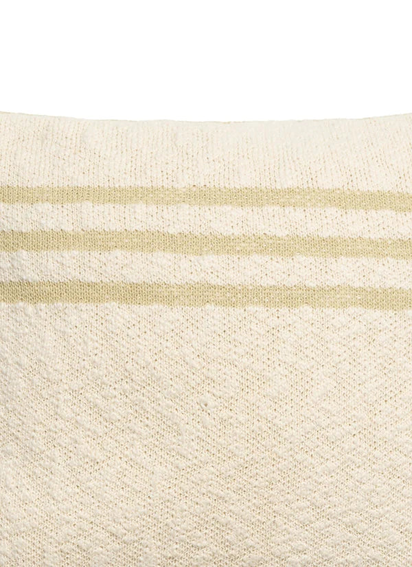 KNITTED CUSHION DUETTO OLIVE - NATURAL Little Wonder & Co