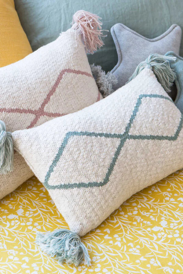 KNITTED CUSHION LITTLE OASIS NATURAL - INDUS BLUE Little Wonder & Co