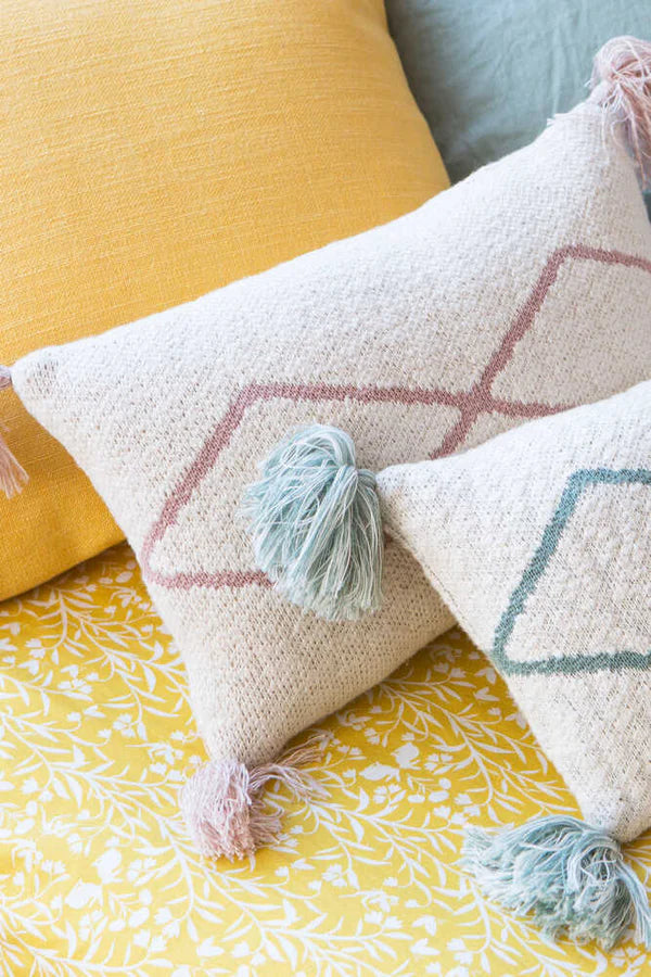 KNITTED CUSHION LITTLE OASIS NATURAL - PALE PINK Little Wonder & Co