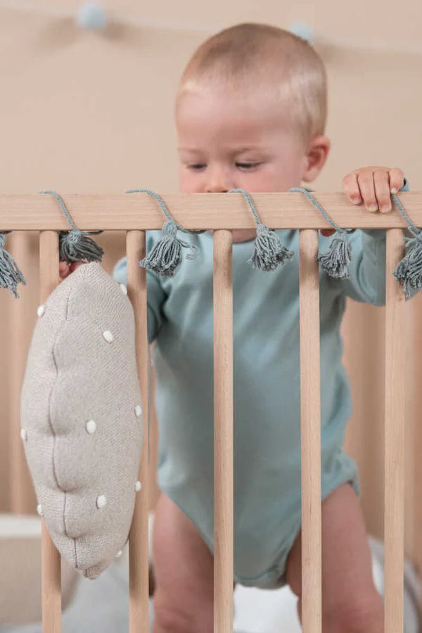 KNITTED CUSHION ROUND BISCUIT DUNE WHITE Little Wonder & Co