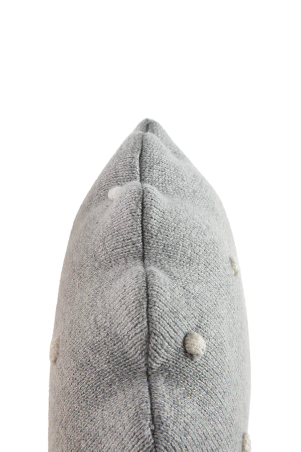 KNITTED CUSHION ROUND BISCUIT GREY Little Wonder & Co