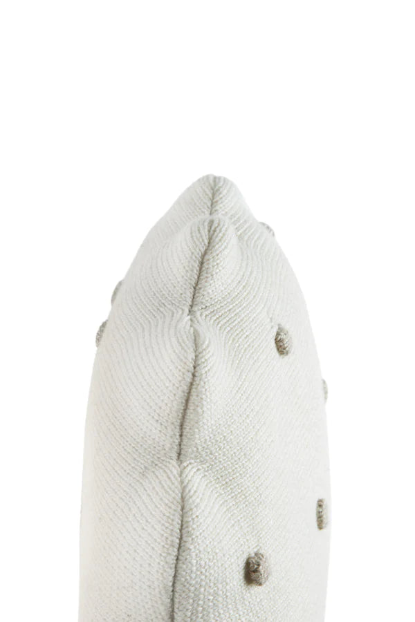 KNITTED CUSHION ROUND BISCUIT IVORY Little Wonder & Co